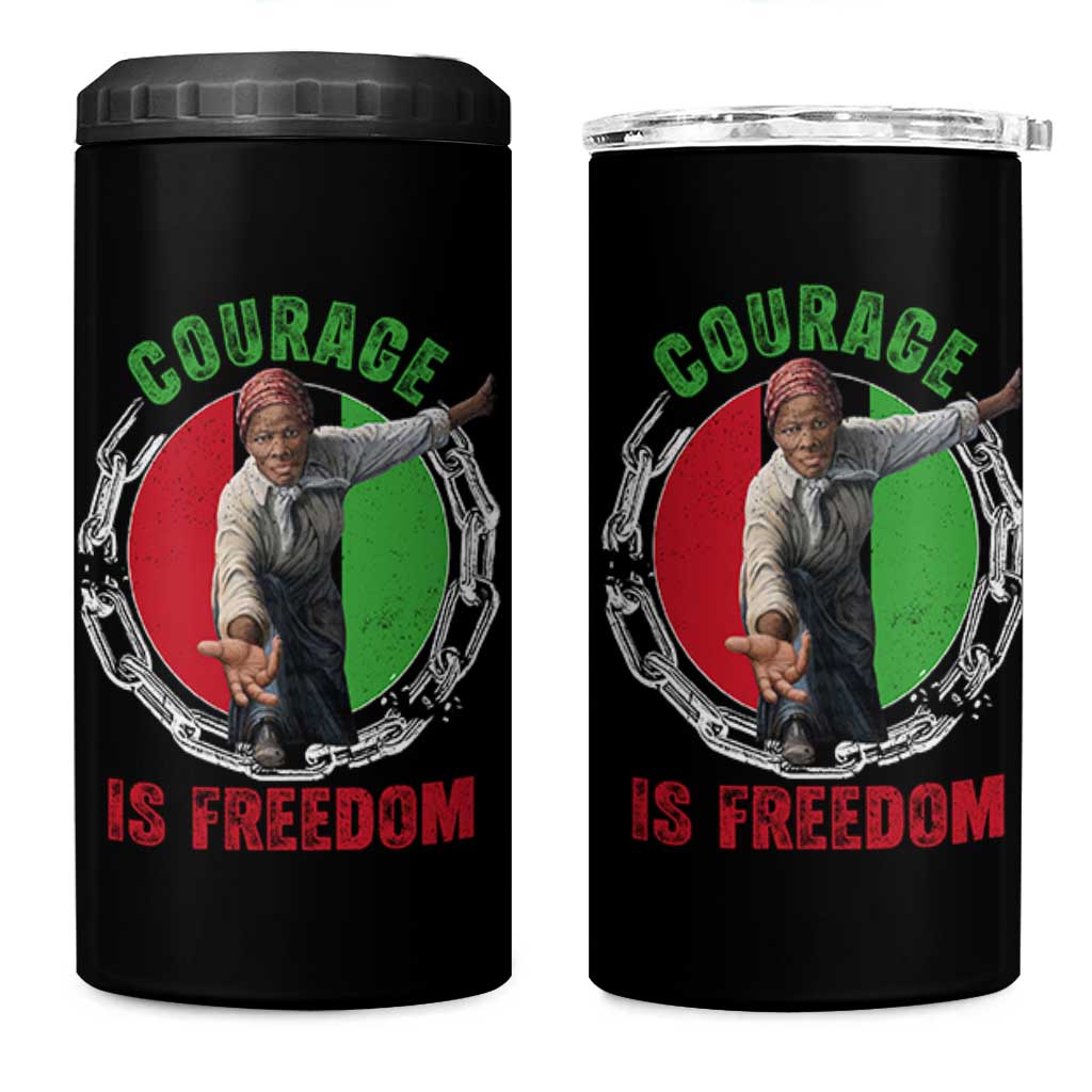 Harriet Tubman 4 in 1 Can Cooler Tumbler Courage Is Freedom Black History Hero