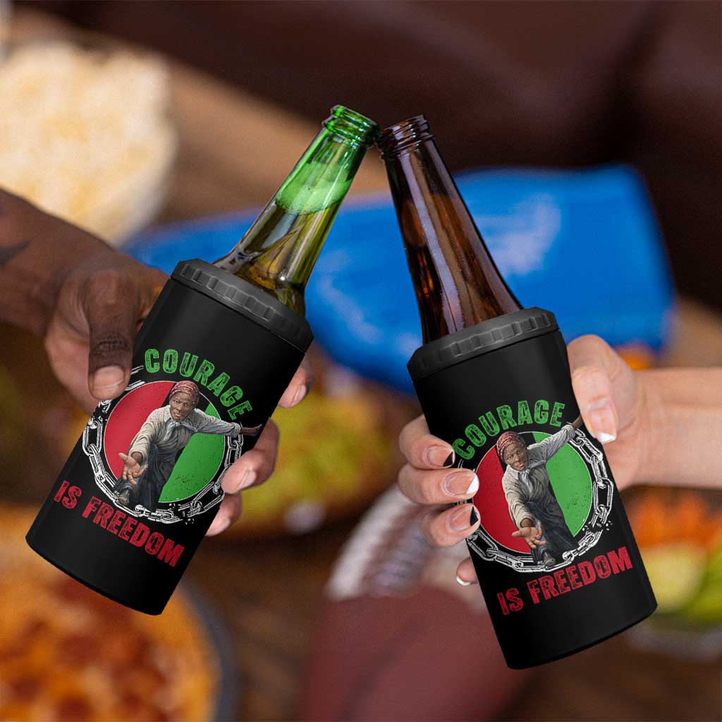 Harriet Tubman 4 in 1 Can Cooler Tumbler Courage Is Freedom Black History Hero
