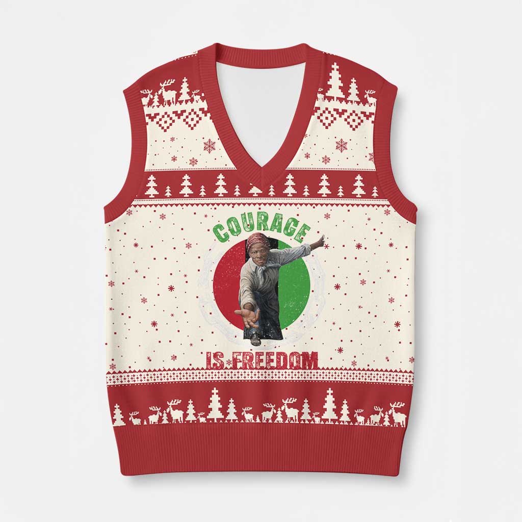 Harriet Tubman V-Neck Knit Sweater Vest Courage Is Freedom Black History Hero