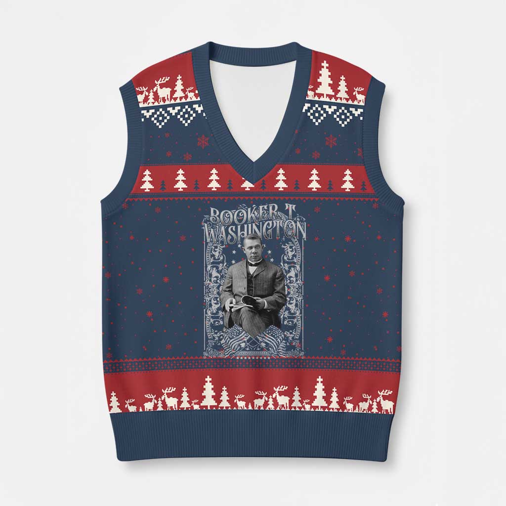 Booker Taliaferro Washington V-Neck Knit Sweater Vest African American Educator Black History