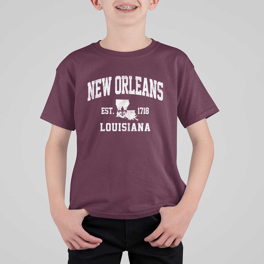 New Orleans Louisiana LA Est 1718 T Shirt For Kid