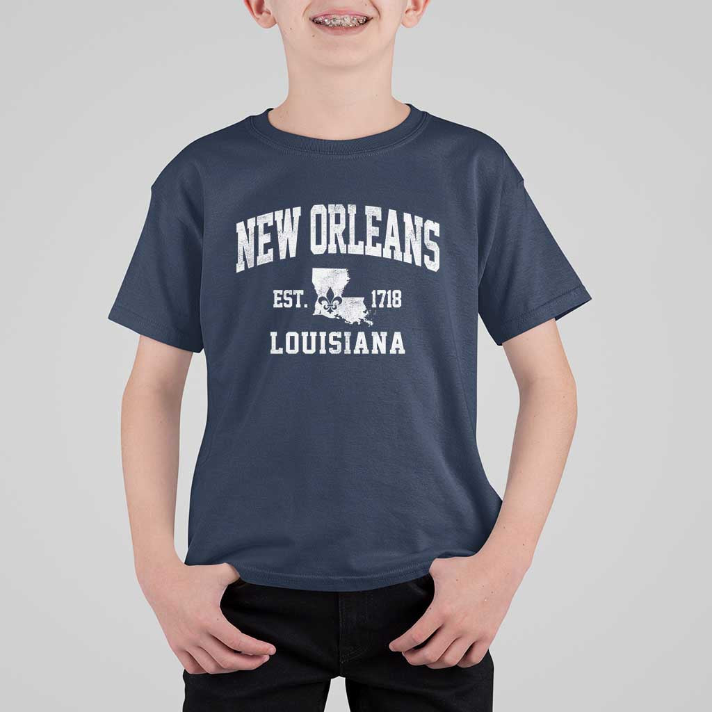 New Orleans Louisiana LA Est 1718 T Shirt For Kid