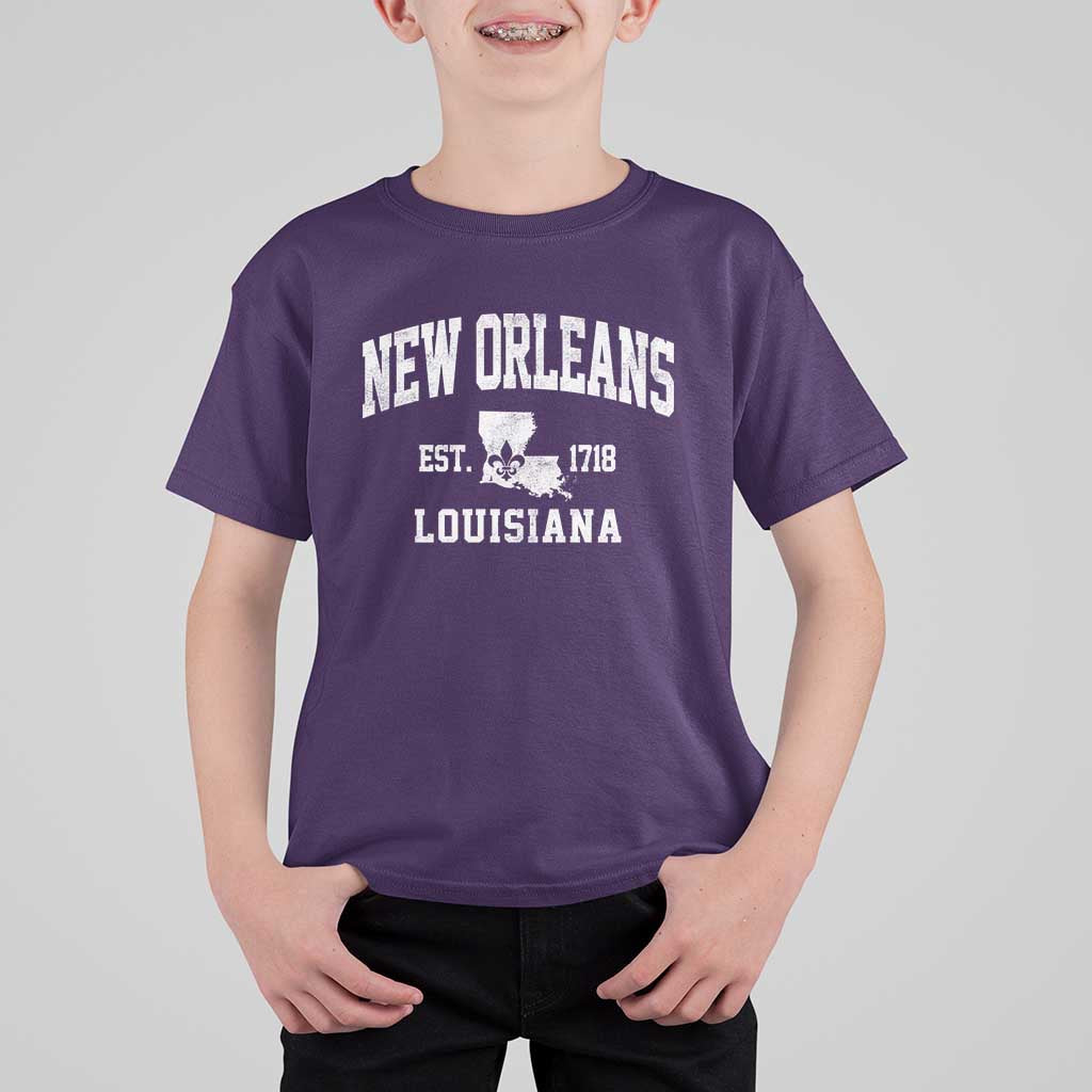 New Orleans Louisiana LA Est 1718 T Shirt For Kid