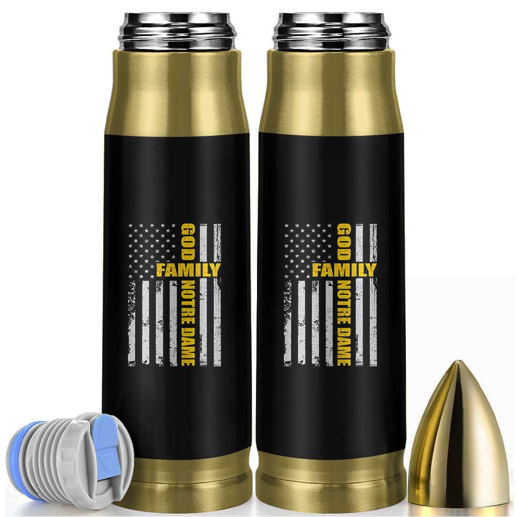 God Family Notre Dame Bullet Tumbler Irish Patriotic American Flag