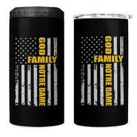 God Family Notre Dame 4 in 1 Can Cooler Tumbler Irish Patriotic American Flag