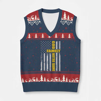 God Family Notre Dame V-Neck Knit Sweater Vest Irish Patriotic American Flag