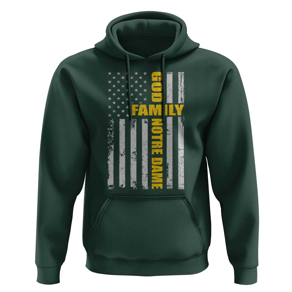 God Family Notre Dame Hoodie Irish Patriotic American Flag