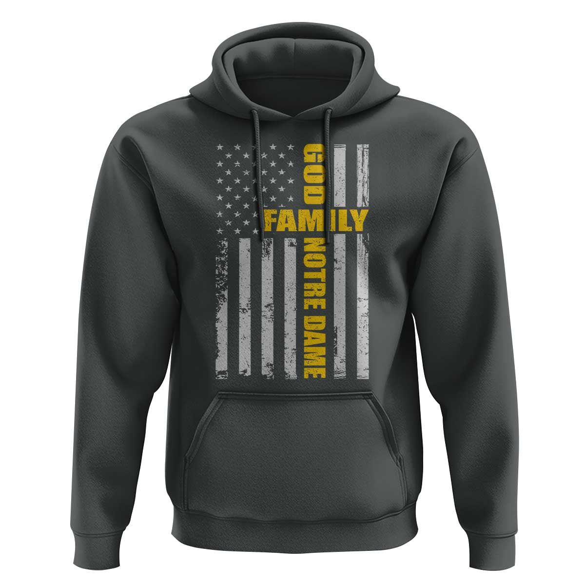God Family Notre Dame Hoodie Irish Patriotic American Flag