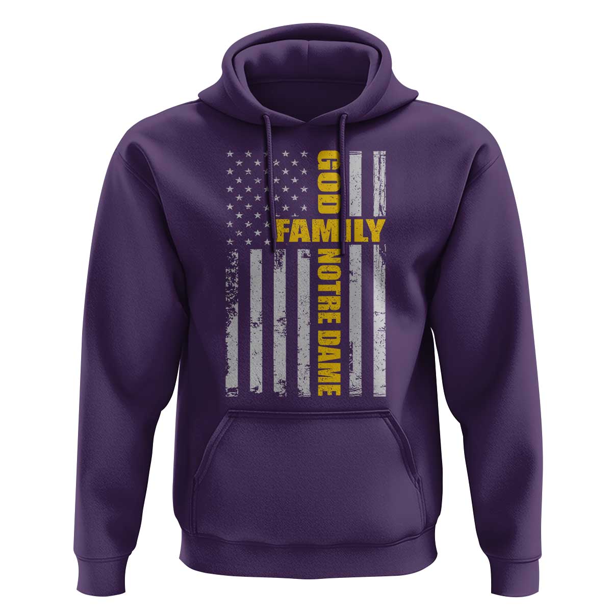 God Family Notre Dame Hoodie Irish Patriotic American Flag