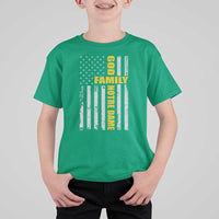 God Family Notre Dame T Shirt For Kid Irish Patriotic American Flag