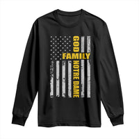 God Family Notre Dame Long Sleeve Shirt Irish Patriotic American Flag