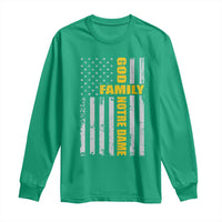 God Family Notre Dame Long Sleeve Shirt Irish Patriotic American Flag