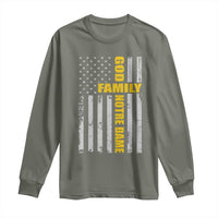 God Family Notre Dame Long Sleeve Shirt Irish Patriotic American Flag