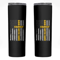God Family Notre Dame Skinny Tumbler Irish Patriotic American Flag