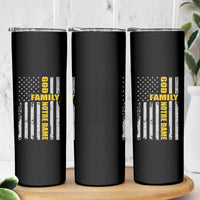 God Family Notre Dame Skinny Tumbler Irish Patriotic American Flag