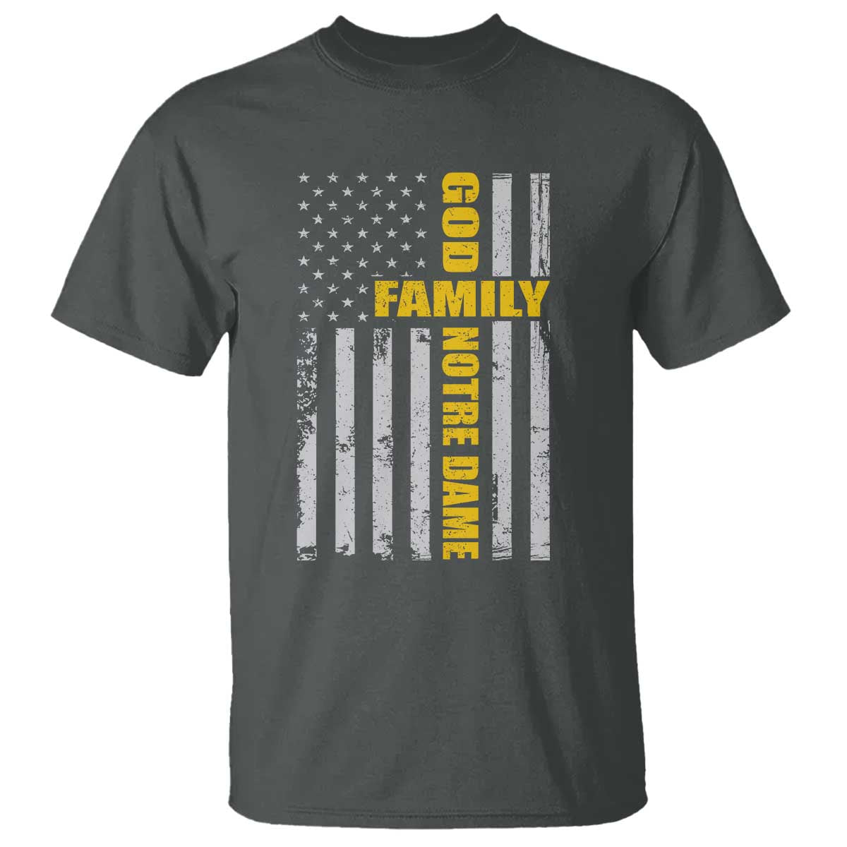 God Family Notre Dame T Shirt Irish Patriotic American Flag