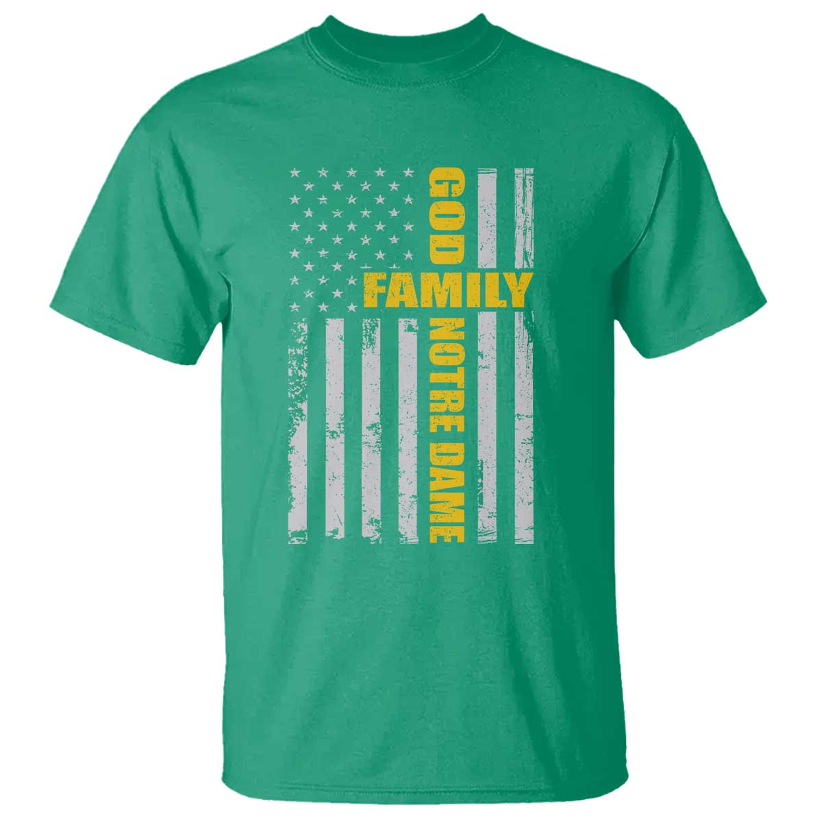 God Family Notre Dame T Shirt Irish Patriotic American Flag