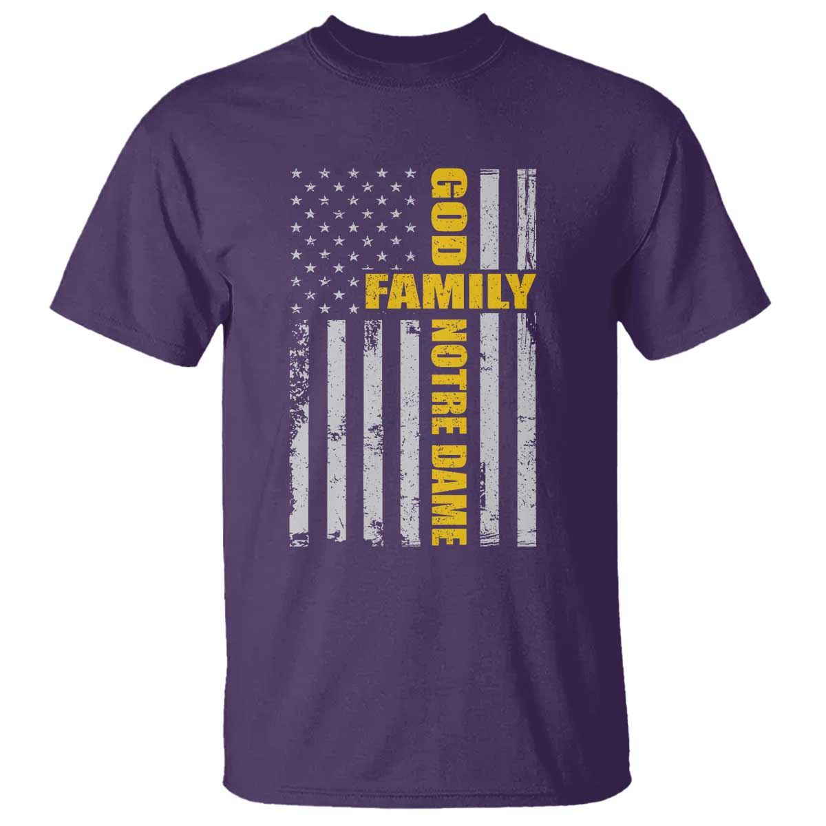God Family Notre Dame T Shirt Irish Patriotic American Flag