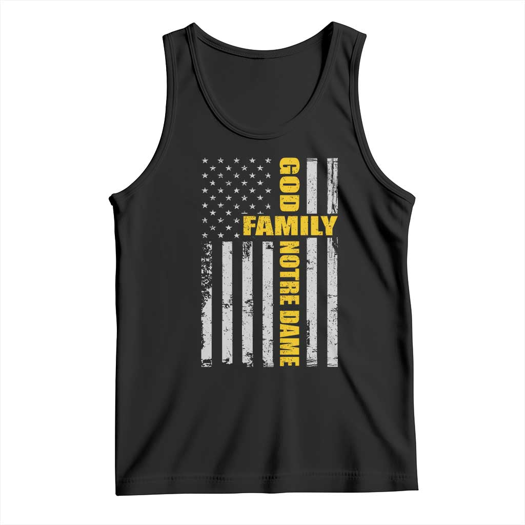 God Family Notre Dame Tank Top Irish Patriotic American Flag