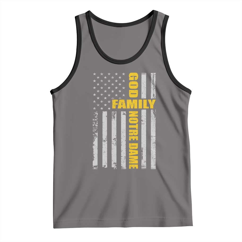 God Family Notre Dame Tank Top Irish Patriotic American Flag