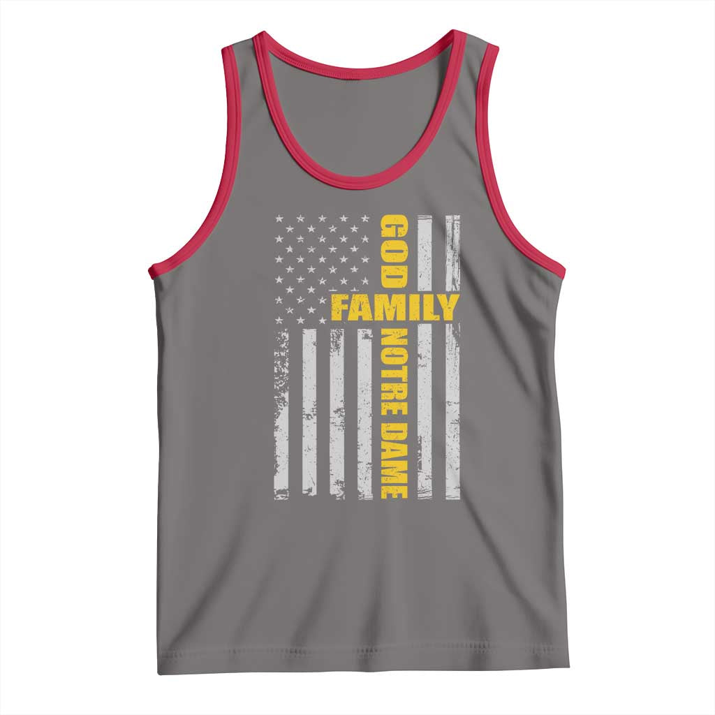 God Family Notre Dame Tank Top Irish Patriotic American Flag