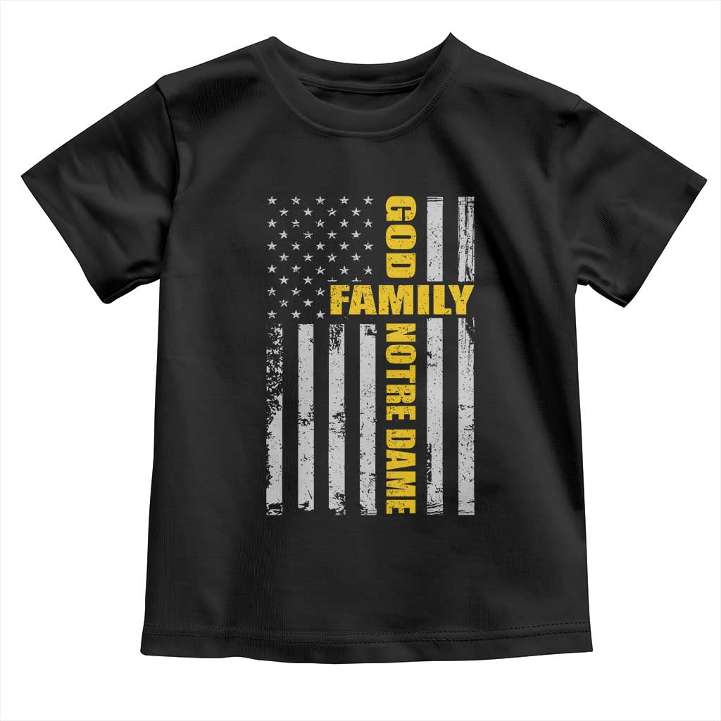 God Family Notre Dame Toddler T Shirt Irish Patriotic American Flag