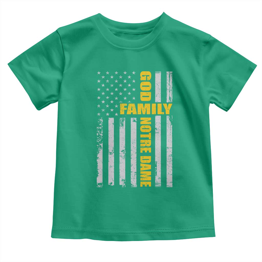God Family Notre Dame Toddler T Shirt Irish Patriotic American Flag