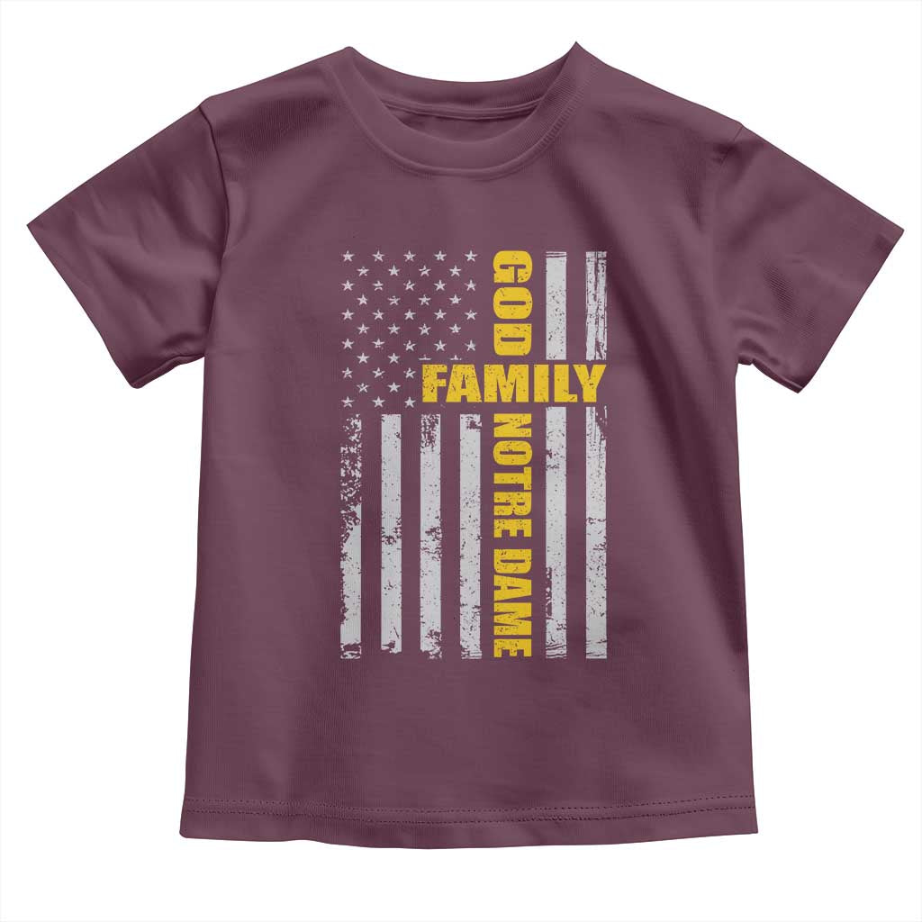 God Family Notre Dame Toddler T Shirt Irish Patriotic American Flag