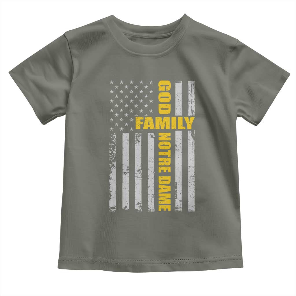 God Family Notre Dame Toddler T Shirt Irish Patriotic American Flag