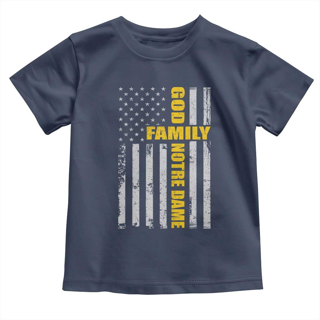 God Family Notre Dame Toddler T Shirt Irish Patriotic American Flag