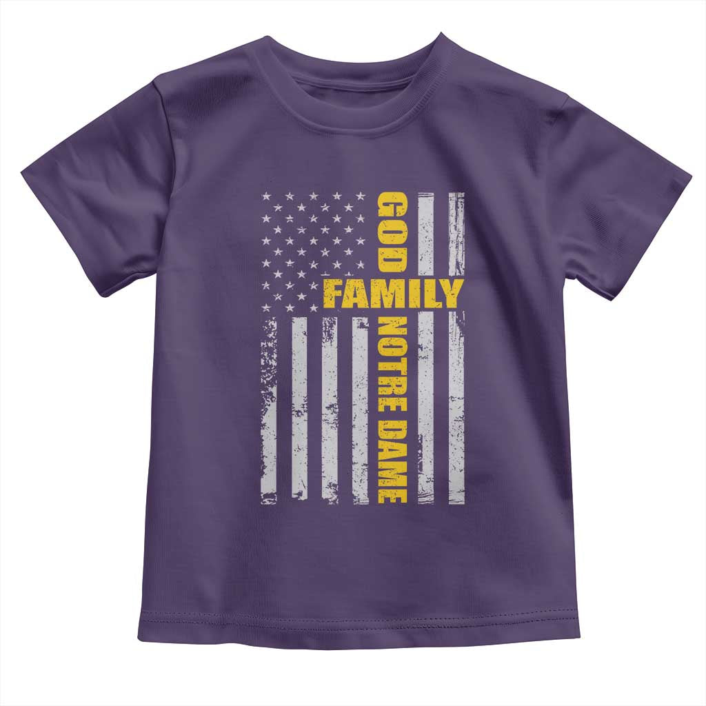 God Family Notre Dame Toddler T Shirt Irish Patriotic American Flag
