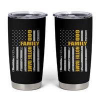 God Family Notre Dame Tumbler Cup Irish Patriotic American Flag