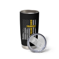 God Family Notre Dame Tumbler Cup Irish Patriotic American Flag