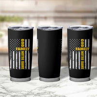 God Family Notre Dame Tumbler Cup Irish Patriotic American Flag