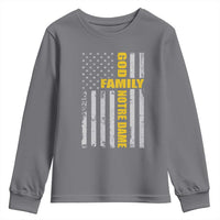 God Family Notre Dame Youth Sweatshirt Irish Patriotic American Flag