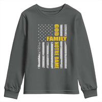 God Family Notre Dame Youth Sweatshirt Irish Patriotic American Flag