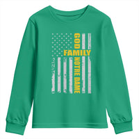 God Family Notre Dame Youth Sweatshirt Irish Patriotic American Flag