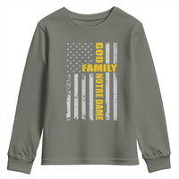 God Family Notre Dame Youth Sweatshirt Irish Patriotic American Flag