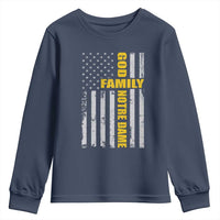 God Family Notre Dame Youth Sweatshirt Irish Patriotic American Flag