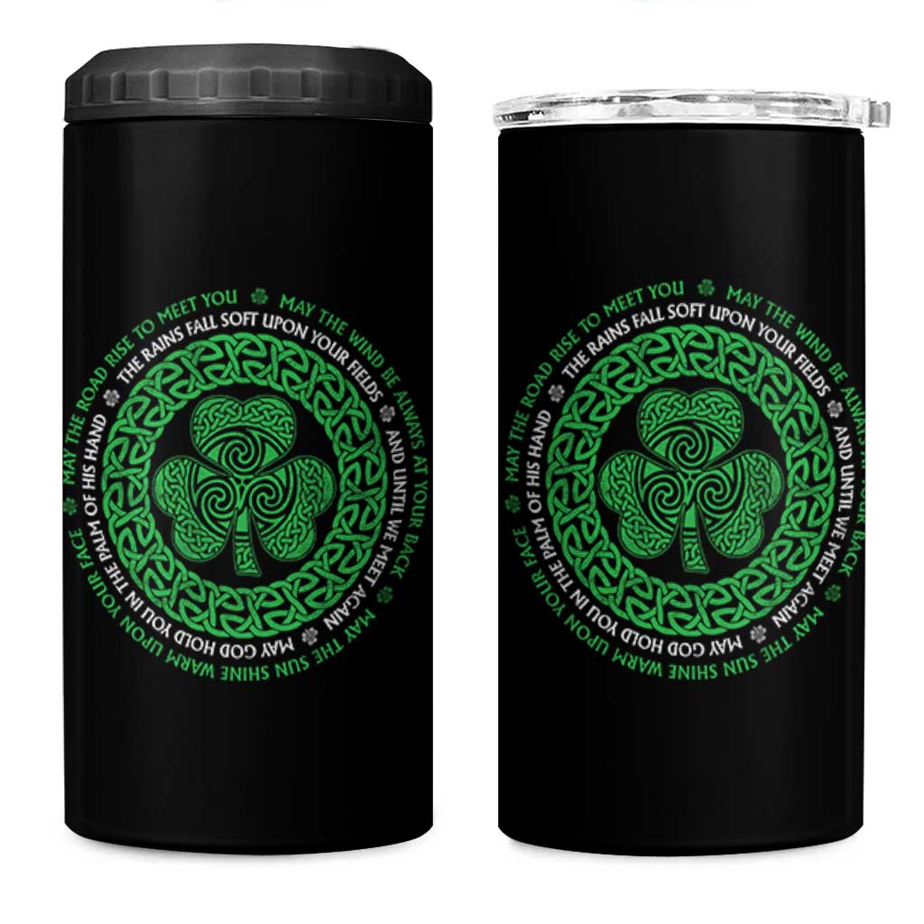 Irish Blessing May The Road Rise To Meet You 4 in 1 Can Cooler Tumbler Celtic Knot Shamrock