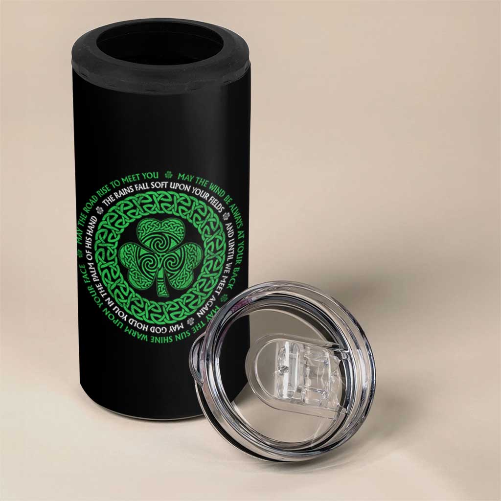 Irish Blessing May The Road Rise To Meet You 4 in 1 Can Cooler Tumbler Celtic Knot Shamrock