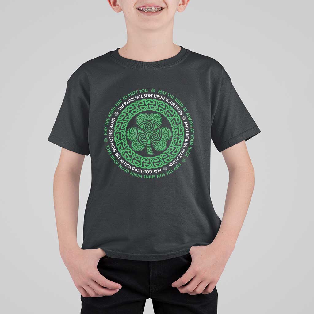 Irish Blessing May The Road Rise To Meet You T Shirt For Kid Celtic Knot Shamrock