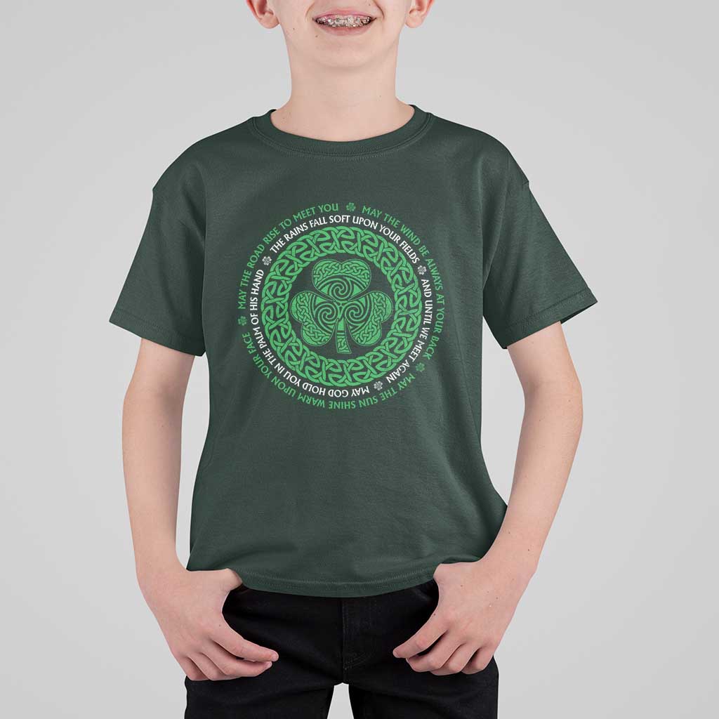 Irish Blessing May The Road Rise To Meet You T Shirt For Kid Celtic Knot Shamrock