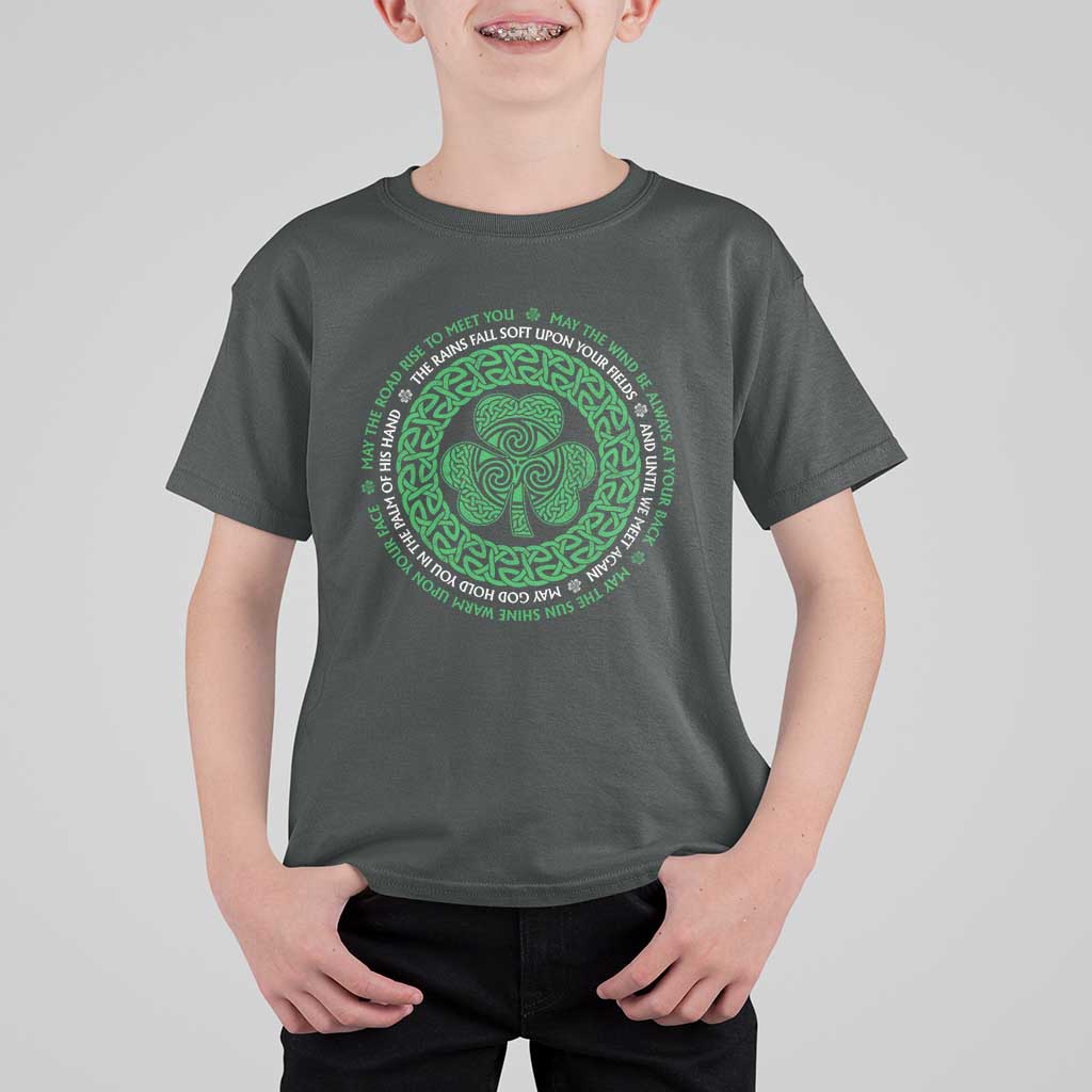 Irish Blessing May The Road Rise To Meet You T Shirt For Kid Celtic Knot Shamrock