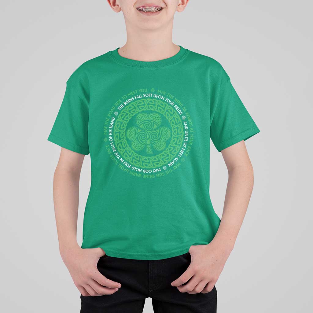 Irish Blessing May The Road Rise To Meet You T Shirt For Kid Celtic Knot Shamrock