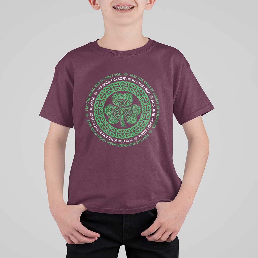 Irish Blessing May The Road Rise To Meet You T Shirt For Kid Celtic Knot Shamrock