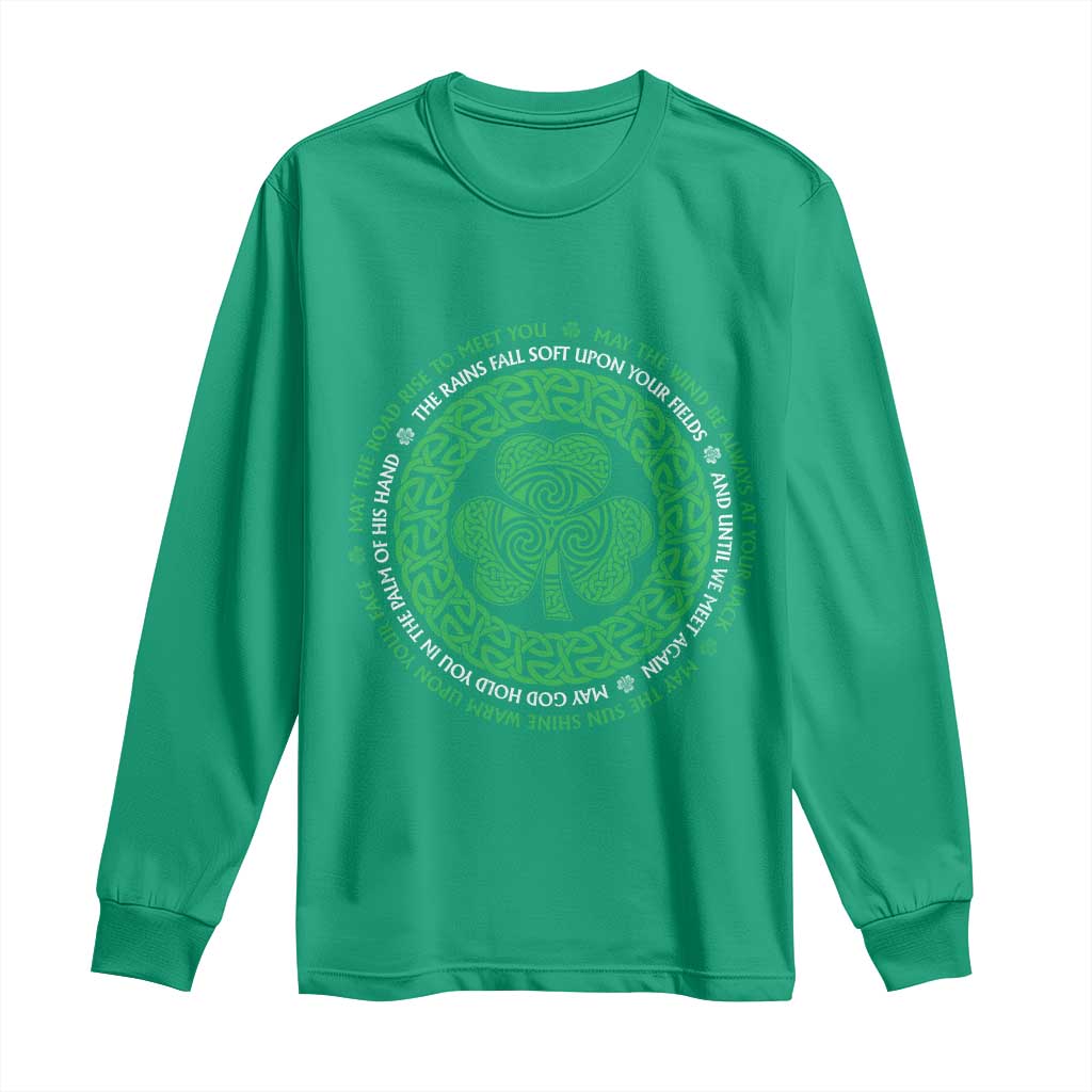Irish Blessing May The Road Rise To Meet You Long Sleeve Shirt Celtic Knot Shamrock