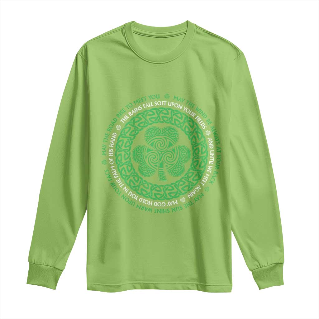 Irish Blessing May The Road Rise To Meet You Long Sleeve Shirt Celtic Knot Shamrock