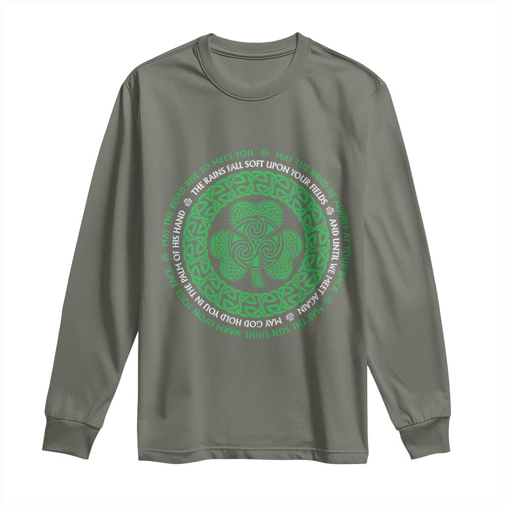 Irish Blessing May The Road Rise To Meet You Long Sleeve Shirt Celtic Knot Shamrock