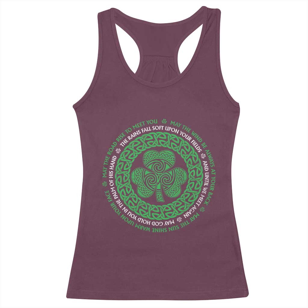 Irish Blessing May The Road Rise To Meet You Racerback Tank Top Celtic Knot Shamrock